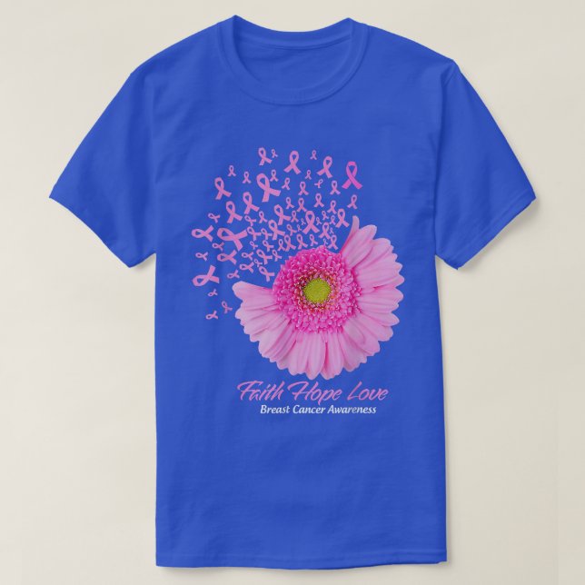 Pink Daisy Flower Faith Hope Love Breast Cancer Aw T Shirt (Design framsida)