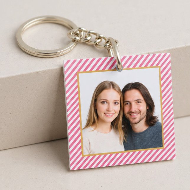 Pink Diagonal Stripe Photo Frame (Skapare uppladdad)