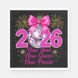 Pink Disco Ball 2026 with Fireworks and Praise Pappersservett