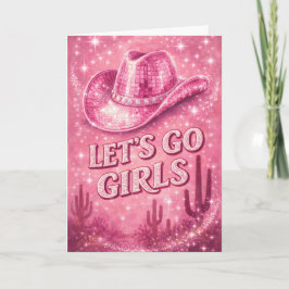 Pink Disco Cowgirl Hat Birthday Card for Her Kort