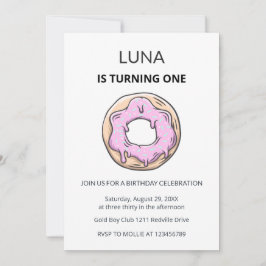 Pink Donut 1st Birthday Invitation Girl  Inbjudningar