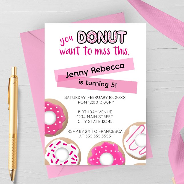 Pink Donut Birthday Invitation Inbjudningar (Skapare uppladdad)