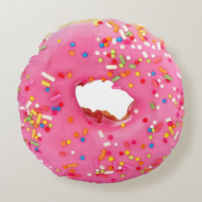 Pink donut rund kudde (Framsidan)