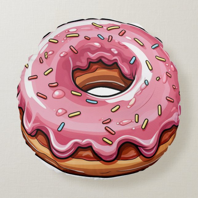 Pink Donut  Rund Kudde (Framsidan)