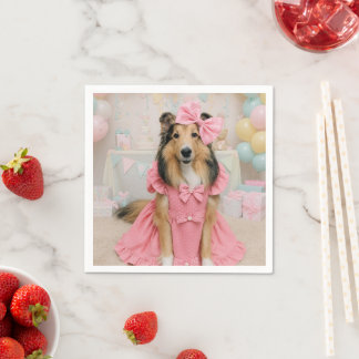 Pink Dress Sheltie Pappersservett
