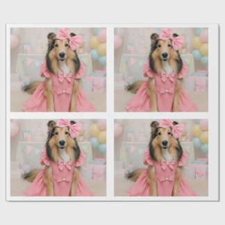 Pink dress sheltie presentpapper