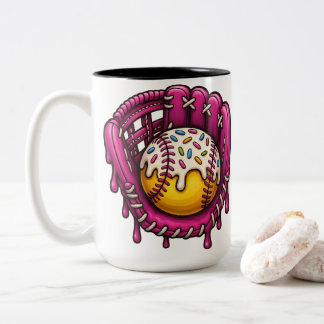 Pink Drip Baseball Glove Sprinkles Art Två-Tonad Mugg