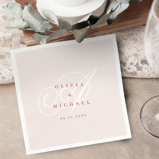 Pink elegant classic calligraphy vintage wedding pappersservett