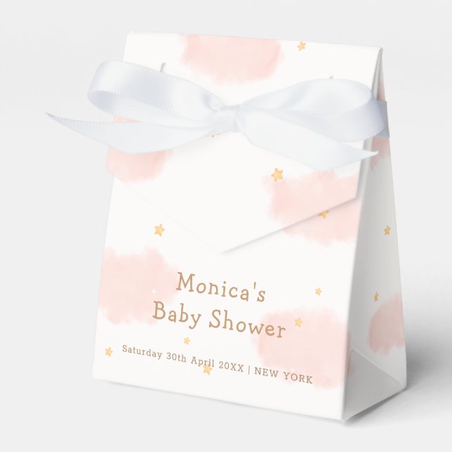 Pink Elegant Cloud Nine Girl Baby Shower Presentaskar (Framsidan Sidan)