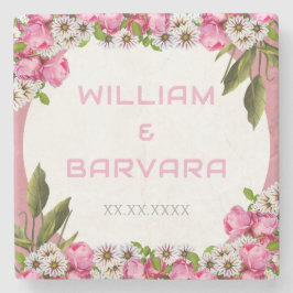 Pink Elegant Floral Drink Coaster Design Stenunderlägg