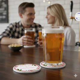 Pink Elegant Floral Stone Drink Coaster Stenunderlägg