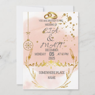 Pink Elegant Gold The Wedding Invitation Inbjudningar