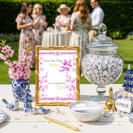 Pink Elegant Guess How Many Kisses sign Inbjudningar