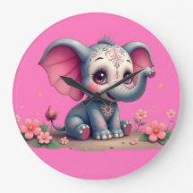 Pink Elephant Clock