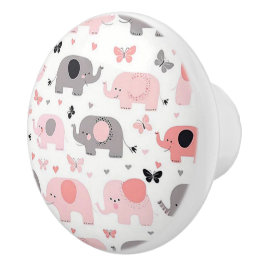 Pink Elephant Village Ceramic Door Knob Knopp
