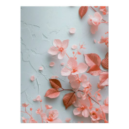 Pink Embossed Flowers | Delicate Textured Floral Perfect Poster