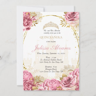 Pink Enchanted Fairytale Quinceanera Invitation Inbjudningar
