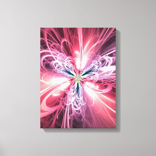 Pink Energy Butterfly Fractal Art Canvastryck (Framsida)