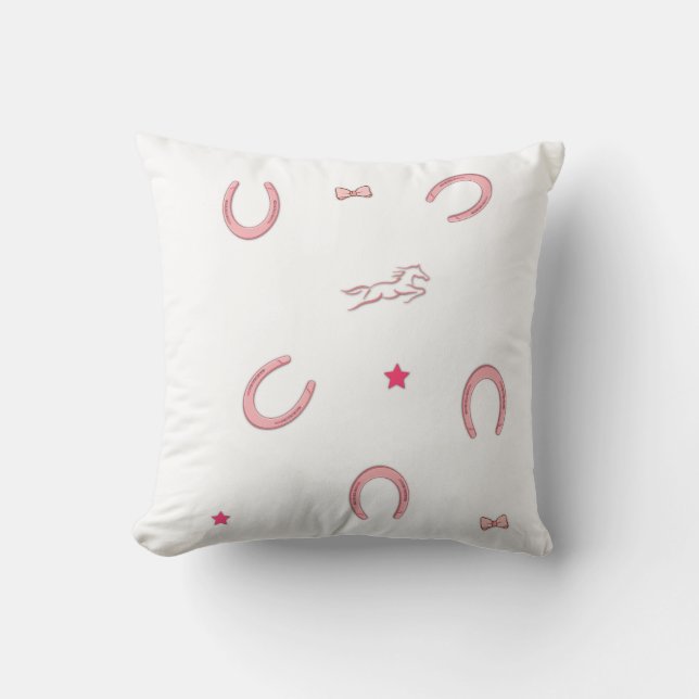 Pink Equestrian Horseshoe Pattern Pillow Kudde (Framsida)