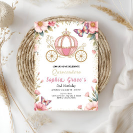 Pink Fairytale Quinceañera Inbjudningar