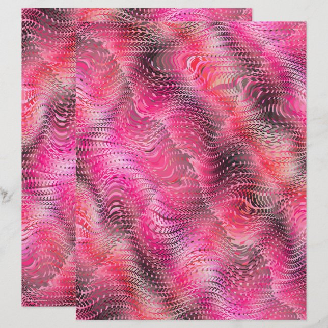 Pink Faux Snakeskin Scrapbook Paper 2-Sided Page (Fram/baksida)