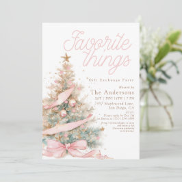 Pink Favorite Things Gift Exchange Christmas Inbjudningar