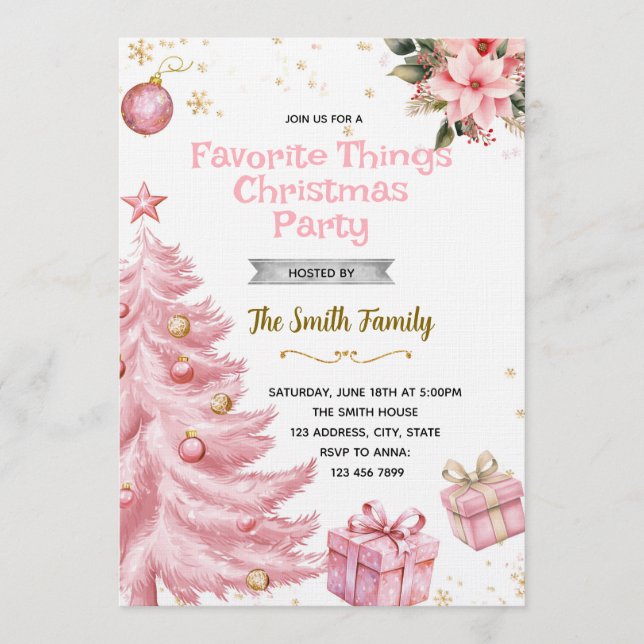 Pink Favorite Things Party Invitation Inbjudningar (Framsida)