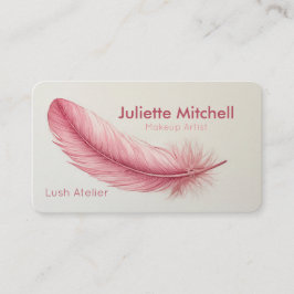 Pink Feather Minimalist Makeup Artist Visitkort