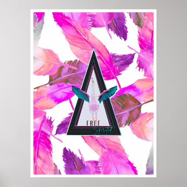 Pink Feathers Free Spirited Flamingo Art poster (Framsidan)