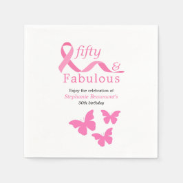 Pink Fifty Fabulous Fighting Cancer 50th Birthday Pappersservett