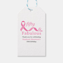 Pink Fifty Fabulous Fighting Cancer 50th Birthday Presentetikett