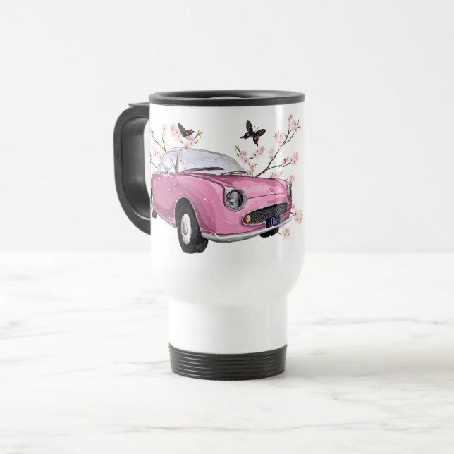 Pink Figaro travel mug - roze reisbeker Resemugg (Framsida vänster)