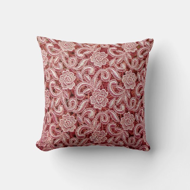 Pink fine lace texture with seamless beautiful vin kudde (Framsida)