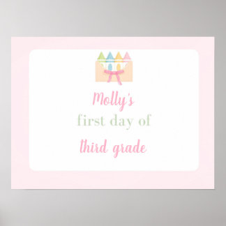 pink first day of school sign poster