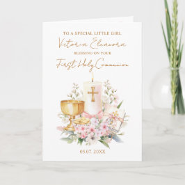 Pink First Holy Communion Chalice Candle Kort