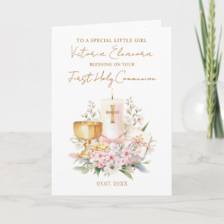 Pink First Holy Communion Chalice Candle Kort