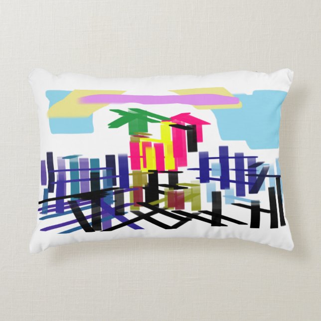 Pink flamingo beach prydnadskudde (Framsidan)