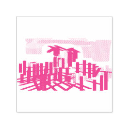 Pink flamingo beach självfärgande stämpel