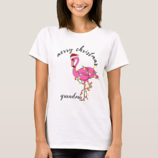 Pink Flamingo Christmas Shirt for Women T