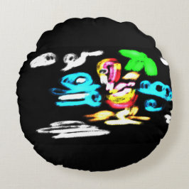 Pink flamingo glow  rund kudde