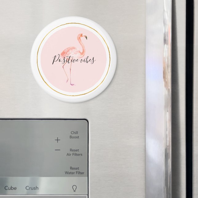 Pink flamingo gold and frame personalized magnet (In Situ (Fridge))