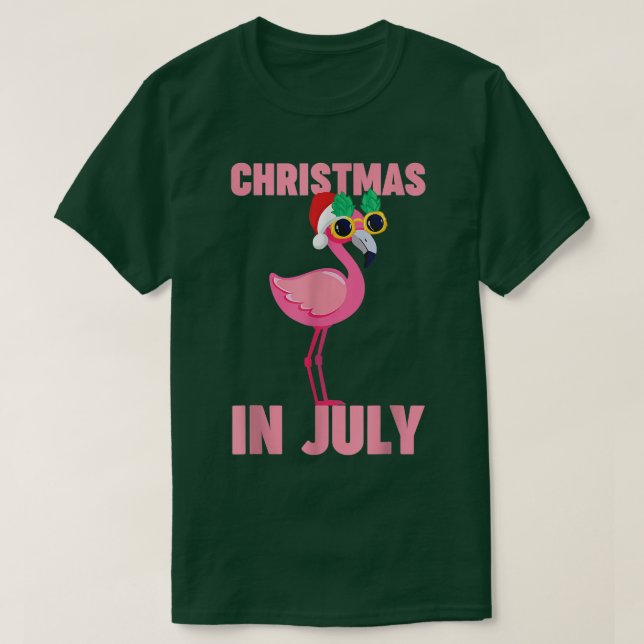Pink Flamingo In Santa Hat Christmas In July 816  T Shirt (Design framsida)