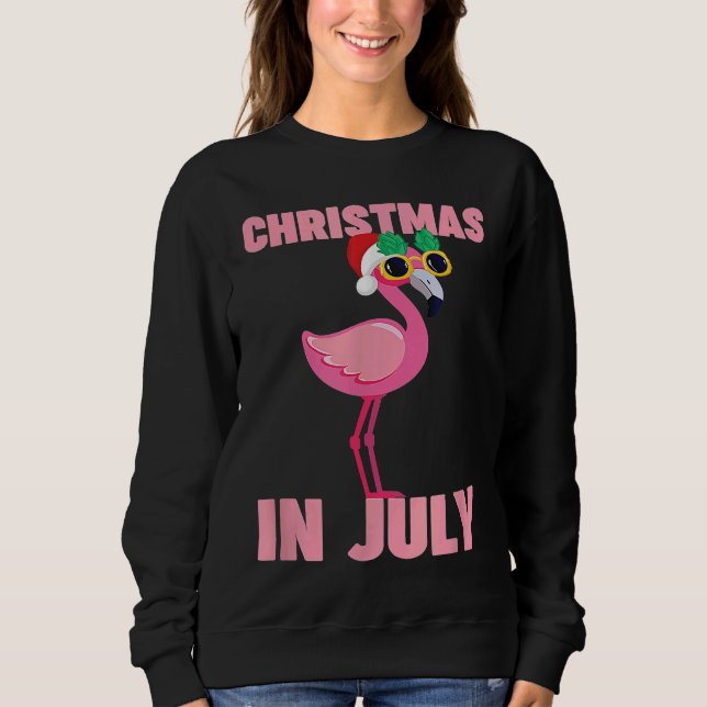 Pink Flamingo in Santa Hat Christmas In July  Girl T Shirt (Framsida)