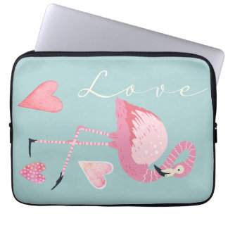 Pink Flamingo Love Electronics Bag Laptop Fodral