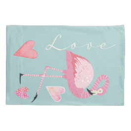 Pink Flamingo Love Pillowcase