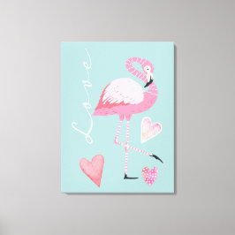 Pink Flamingo Love Stretched Canvas Print