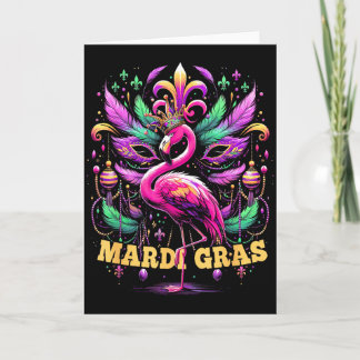 Pink Flamingo Mardi Gras Crown And Beads Mask Carn Kort