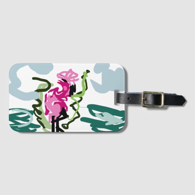 Pink flamingo set bagagebricka (Framsida horisontal)