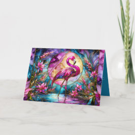 Pink Flamingo Stained Glass Mosaic Kort