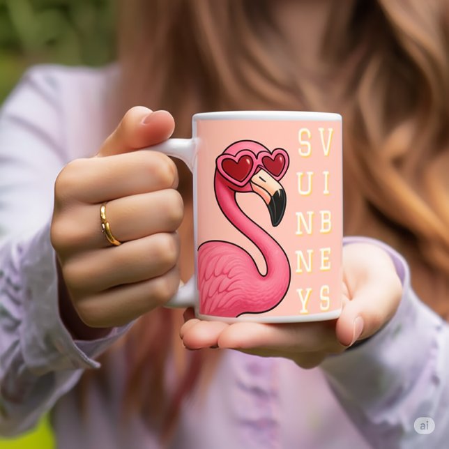 Pink Flamingo Sunny Vibes Kaffemugg (Skapare uppladdad)